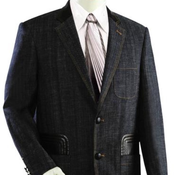Men's Denim 2pc. Denim W/Faux Leather accents Suit